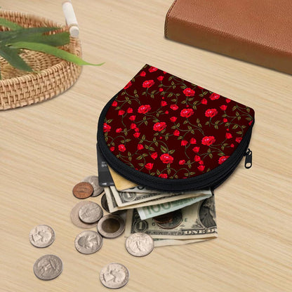 Red Rose Floral Flower Pattern Print Coin Purse
