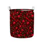 Red Rose Floral Flower Pattern Print Collapsible Laundry Basket