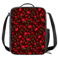 Red Rose Floral Flower Pattern Print Crossbody Lunch Bag