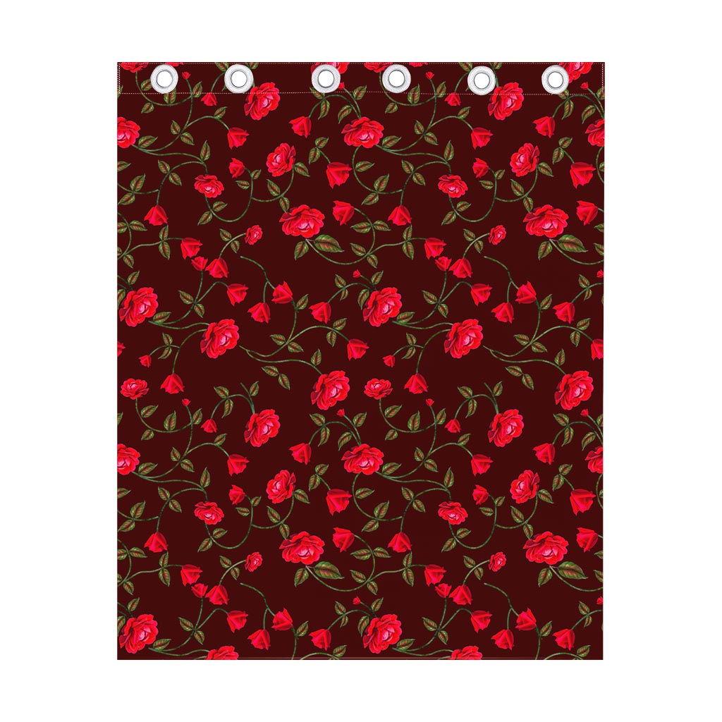 Red Rose Floral Flower Pattern Print Curtain