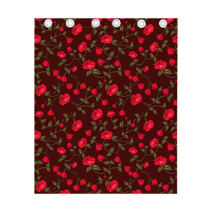 Red Rose Floral Flower Pattern Print Curtain