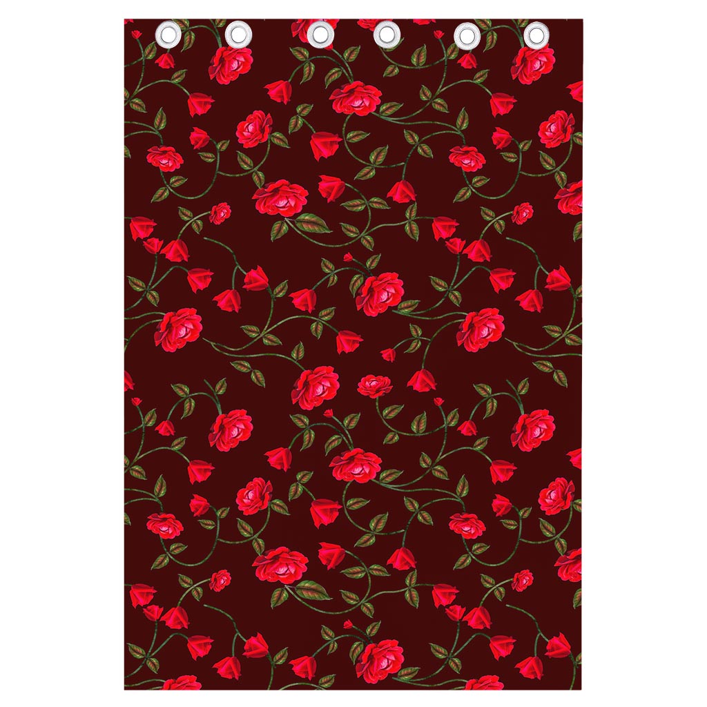 Red Rose Floral Flower Pattern Print Curtain
