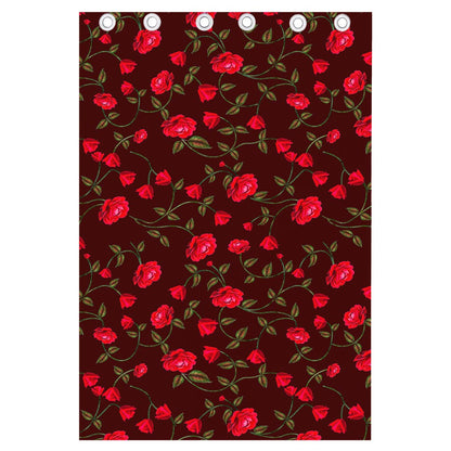Red Rose Floral Flower Pattern Print Curtain