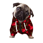 Red Rose Floral Flower Pattern Print Dog Zip Up Hoodie