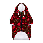 Red Rose Floral Flower Pattern Print Dog Zip Up Hoodie