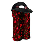 Red Rose Floral Flower Pattern Print Double Neoprene Wine Tote