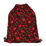 Red Rose Floral Flower Pattern Print Drawstring Bag
