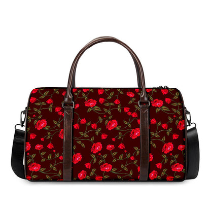 Red Rose Floral Flower Pattern Print Duffle Bag