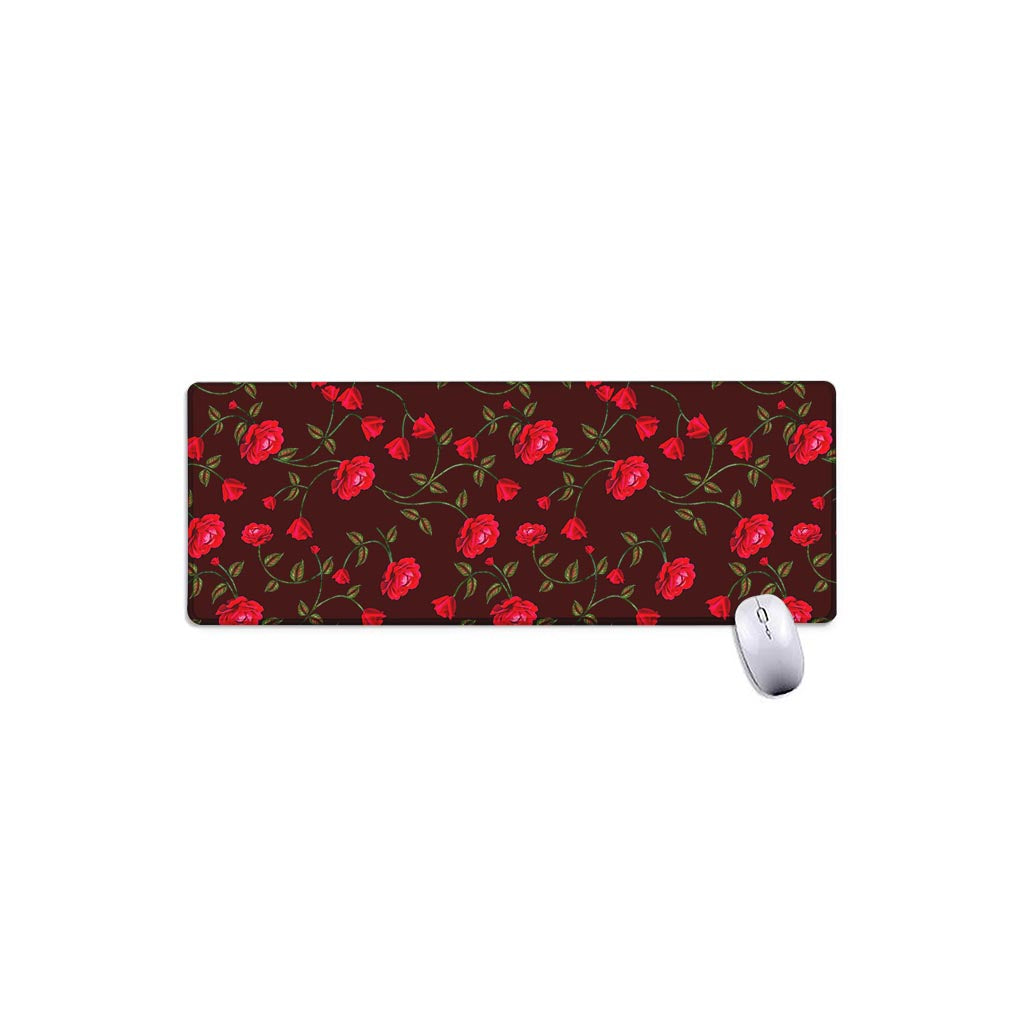 Red Rose Floral Flower Pattern Print Extended Mouse Pad