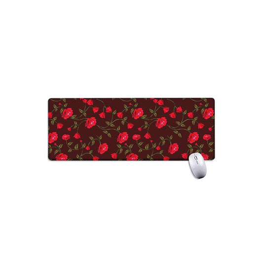 Red Rose Floral Flower Pattern Print Extended Mouse Pad
