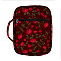 Red Rose Floral Flower Pattern Print Front Pocket Bible Bag