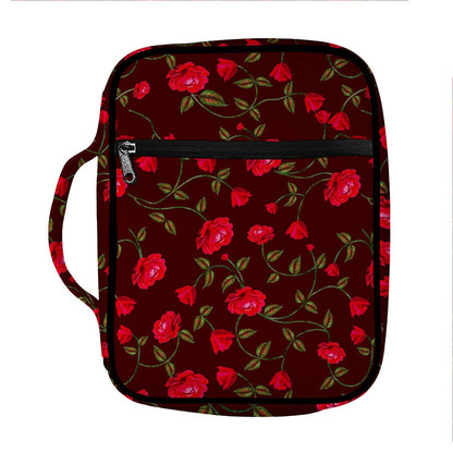 Red Rose Floral Flower Pattern Print Front Pocket Bible Bag