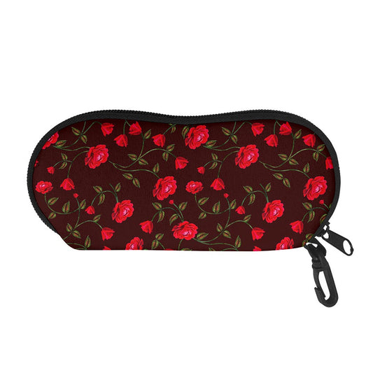Red Rose Floral Flower Pattern Print Glasses Case