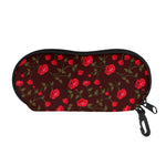 Red Rose Floral Flower Pattern Print Glasses Case