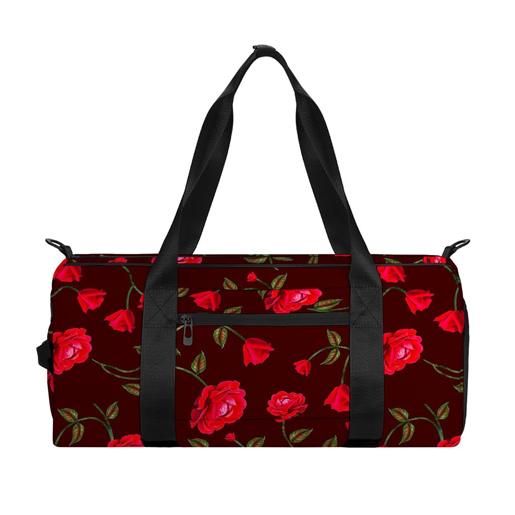 Red Rose Floral Flower Pattern Print Gym Bag