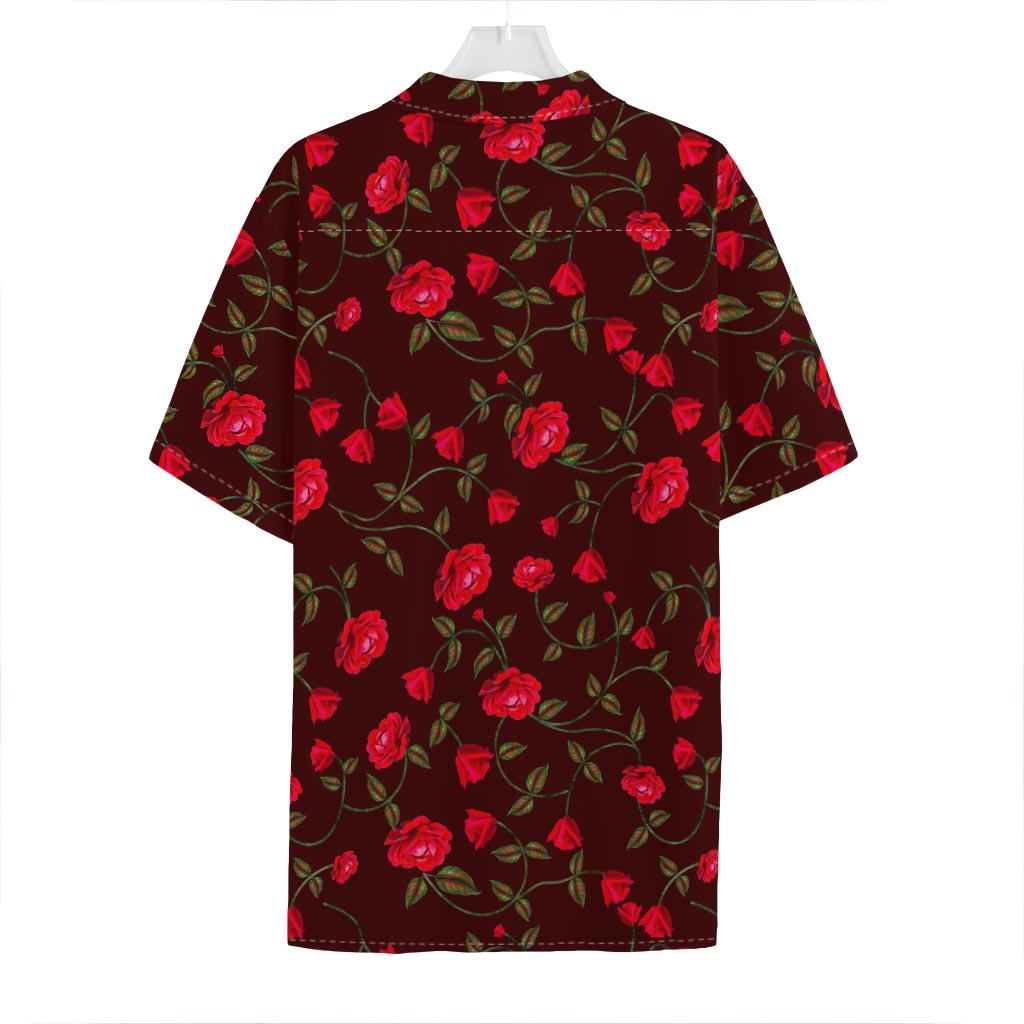 Red Rose Floral Flower Pattern Print Hawaiian Shirt