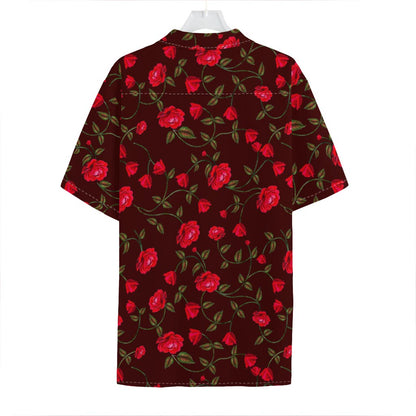Red Rose Floral Flower Pattern Print Hawaiian Shirt