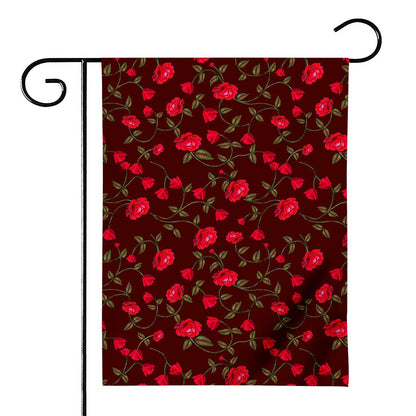 Red Rose Floral Flower Pattern Print House Flag