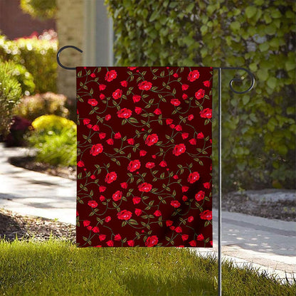 Red Rose Floral Flower Pattern Print House Flag