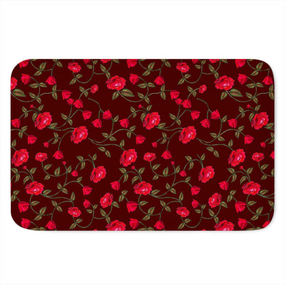 Red Rose Floral Flower Pattern Print Indoor Door Mat