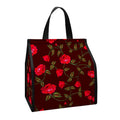 Red Rose Floral Flower Pattern Print Insulated Lunch Tote