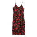 Red Rose Floral Flower Pattern Print Jersey Midi Cami Dress