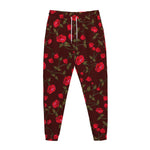 Red Rose Floral Flower Pattern Print Jogger Pants