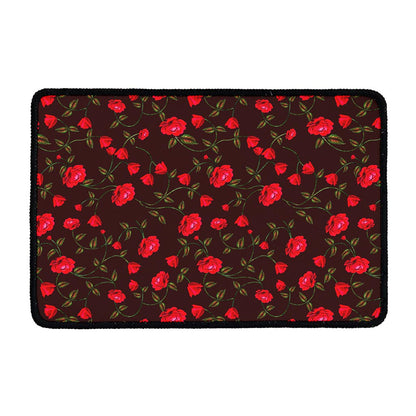 Red Rose Floral Flower Pattern Print Kitchen Mat