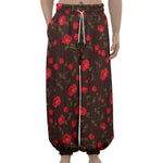 Red Rose Floral Flower Pattern Print Lantern Pants