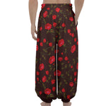 Red Rose Floral Flower Pattern Print Lantern Pants