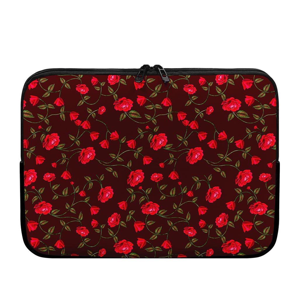 Red Rose Floral Flower Pattern Print Laptop Sleeve