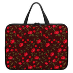 Red Rose Floral Flower Pattern Print Laptop Sleeve With Handle