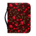 Red Rose Floral Flower Pattern Print Leather Bible Cover