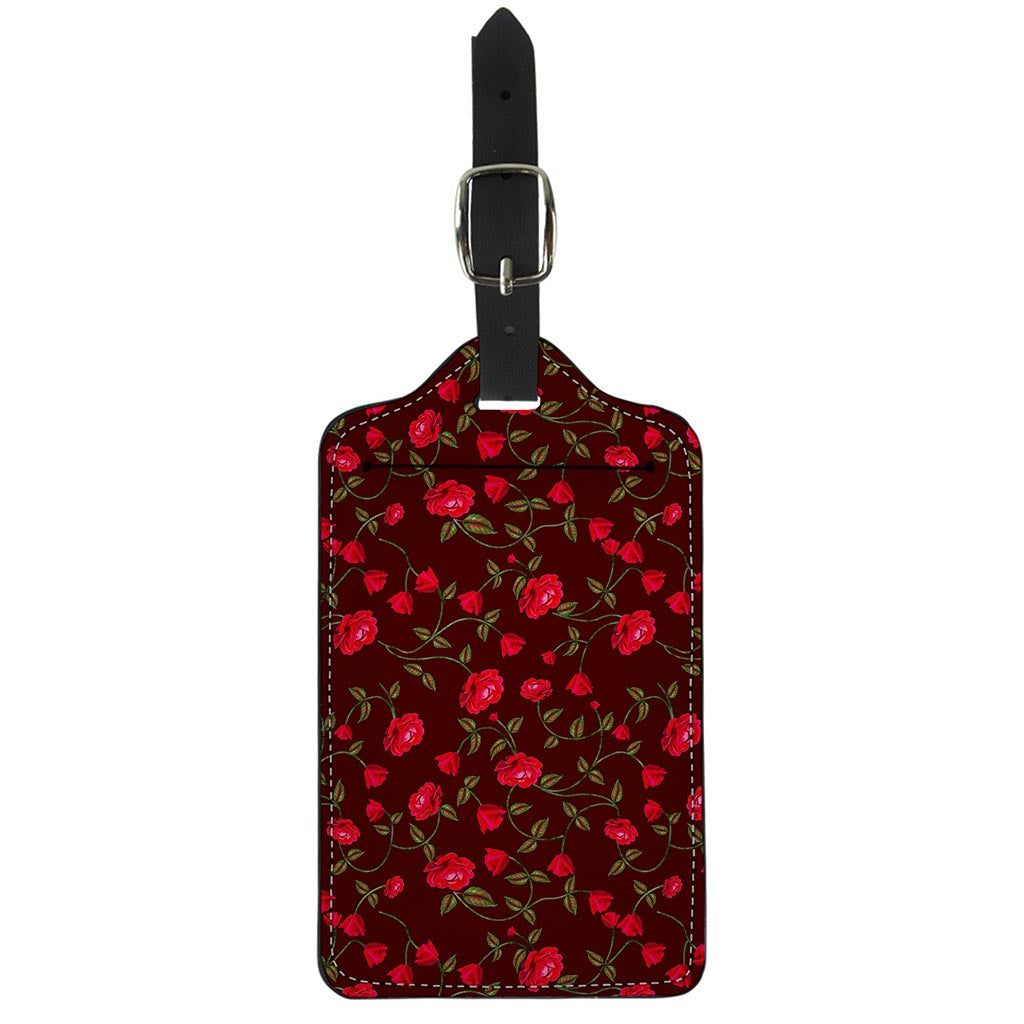 Red Rose Floral Flower Pattern Print Luggage Tag