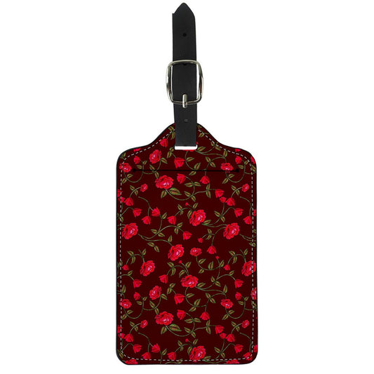 Red Rose Floral Flower Pattern Print Luggage Tag
