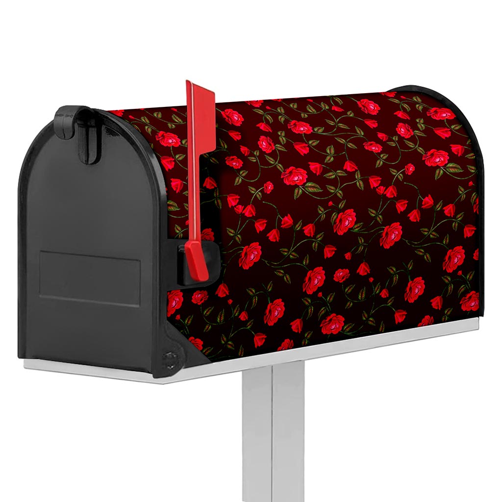 Red Rose Floral Flower Pattern Print Mailbox Cover
