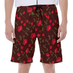 Red Rose Floral Flower Pattern Print Men's Beach Shorts