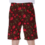 Red Rose Floral Flower Pattern Print Men's Beach Shorts