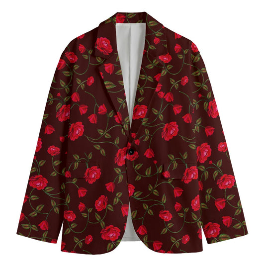 Red Rose Floral Flower Pattern Print Men's Blazer