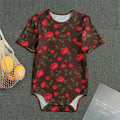 Red Rose Floral Flower Pattern Print Men's Bodysuit