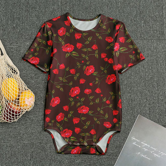 Red Rose Floral Flower Pattern Print Men's Bodysuit