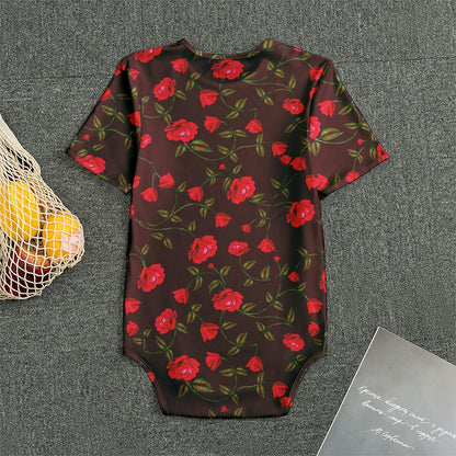 Red Rose Floral Flower Pattern Print Men's Bodysuit