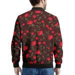 Red Rose Floral Flower Pattern Print Men's Bomber Jacket