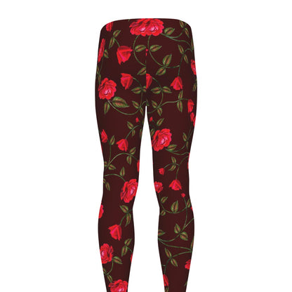 Red Rose Floral Flower Pattern Print Men's leggings