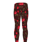 Red Rose Floral Flower Pattern Print Men's leggings