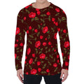 Red Rose Floral Flower Pattern Print Men's Long Sleeve T-Shirt