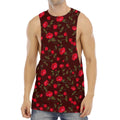 Red Rose Floral Flower Pattern Print Men's Muscle Tank Top