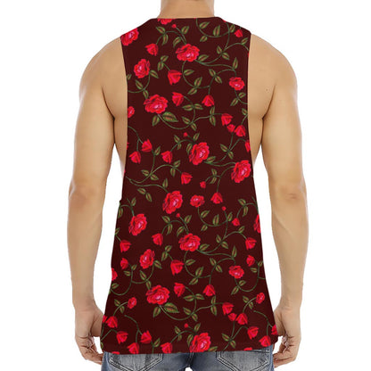 Red Rose Floral Flower Pattern Print Men's Muscle Tank Top