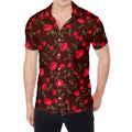 Red Rose Floral Flower Pattern Print Men's Shirt