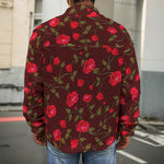 Red Rose Floral Flower Pattern Print Men's Shirt Jacket